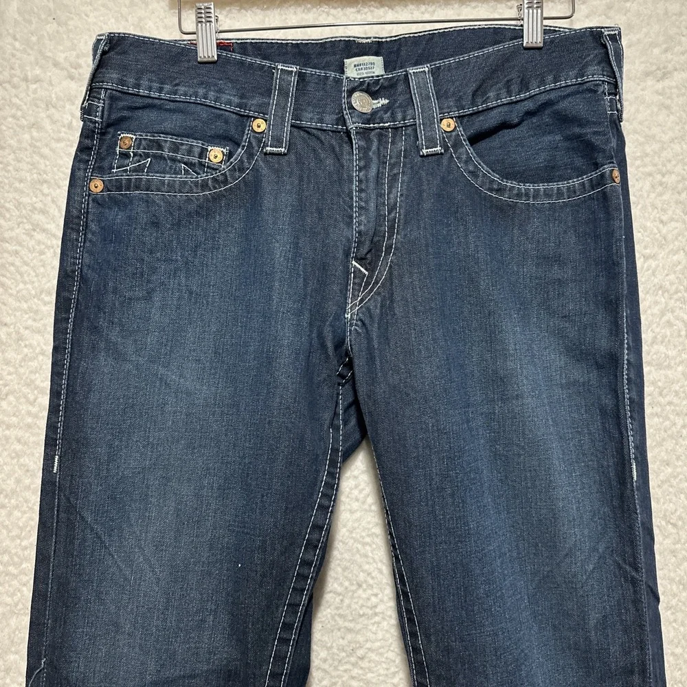 Vintage‎ True Religion Men's Bobby Blue Straight Jeans Size 34 Made In USA